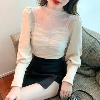 Shirred Mesh Panel Top