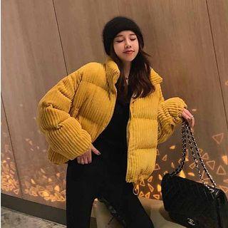 Padded Ribbed Cropped Zip Jacket