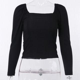 Puff-sleeve Square Neck Top