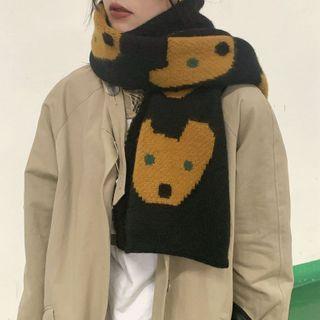 Bear Print Shawl Black - One Size