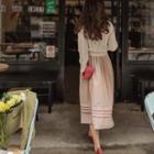 Keyhole-back Pintuck Long Dress
