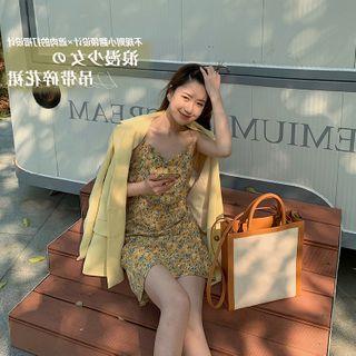 Spaghetti Strap Floral Print Mini A-line Chiffon Dress