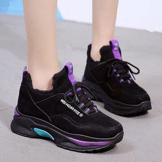 Platform Color Panel Fleece-lined Sneakers