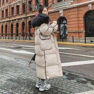 Faux Fur Trim Long Padded Zip Coat
