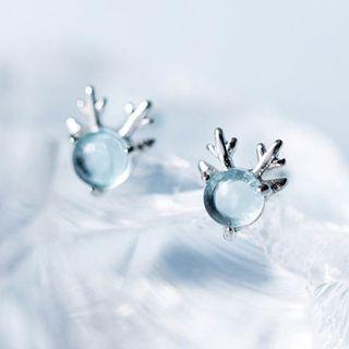 925 Sterling Silver Glass Deer Earring 1 Pair - As Shown In Figure - One Size