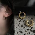 Alloy Hoop Earring 2215a - 1 Pair - Thick Needle - Gold - One Size