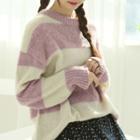 Loose-fit Striped Fuzzy Sweater