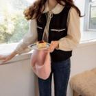 Open-front Fringe-trim Knit Vest