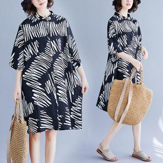 Print Medium Maxi Shirtdress As Shown In Figure - L