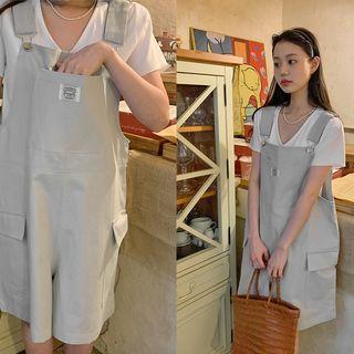 Flap-pocket Overall Shorts
