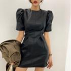Balloon Short-sleeve Sheath Dress