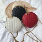 Round Quilted Faux Leather Crossbody Bag