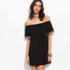 Off-shoulder Pompom Tunic