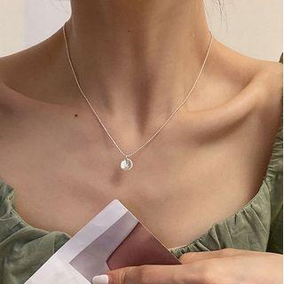 Disc Pendant Alloy Necklace Xl1280 - Silver - One Size
