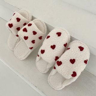 Heart Fleece Slippers