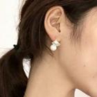 Rhinestone Fan Faux Pearl Drop Earring Hook Earring - White - One Size