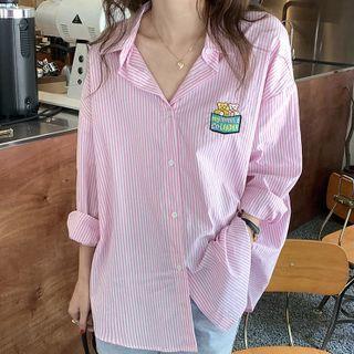 Long-sleeve Lapel Pinstripe Shirt