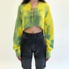 Tie-dyed Safety Pin Crop Cardigan