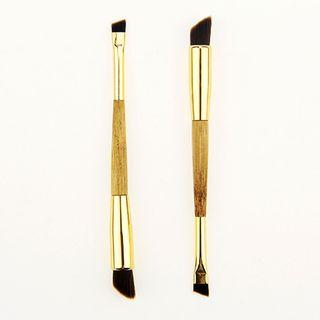 Bamboo Handle Dual Head Makeup Brush As Shown In Figure - One Size
