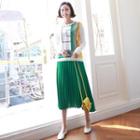 Colored Chiffon Accordion-pleats Skirt