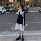 Crewneck Plain Bow Split Vest / Plain Oversize Shirtdress