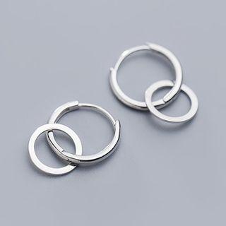 925 Sterling Silver Interlocking Hoop Earring 1 Pair - Earring - One Size