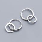 925 Sterling Silver Interlocking Hoop Earring 1 Pair - Earring - One Size