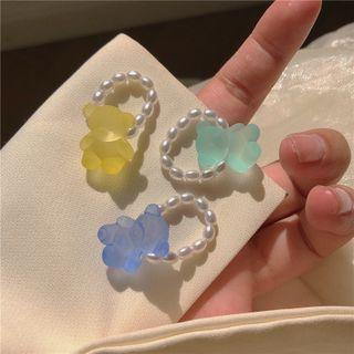 Bear Resin Faux Pearl Ring