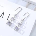 Caged Rhinestone Dangle Earring 1 Pair - White - One Size