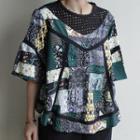 Perforated Crochet-trim Patterned Top