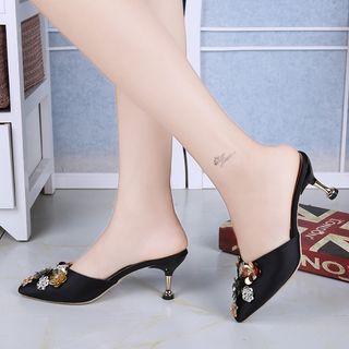High-heel Floral Mules