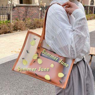Set: Pvc Print Tote Bag + Handbag
