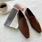 Pleather Square-toe Loafers