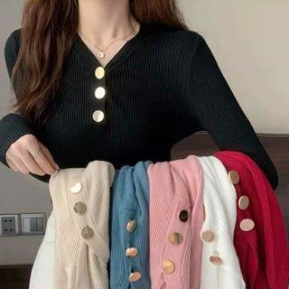 V-neck Plain Knit Top / Camisole Top