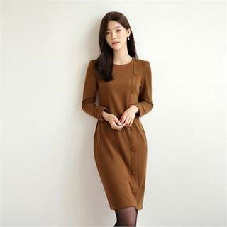 Tall Size Button-trim Sheath Dress
