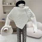 Long-sleeve V-neck Asymmetric Cable-knit Sweater