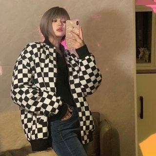 Checkerboard Bomber Jacket