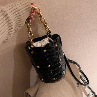 Croc Grain Studded Bucket Bag