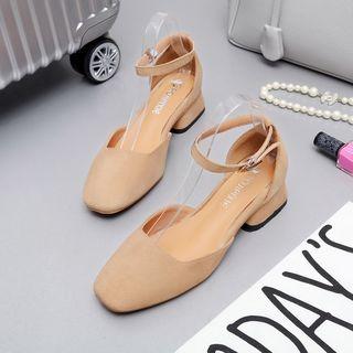 Ankle Strap Faux Suede Pumps