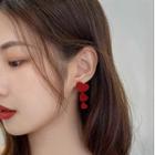 Alloy Heart Dangle Earring 01 - 1 Pair - Red - One Size