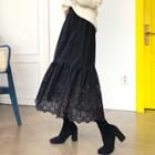 Frill-trim Long Lace Skirt