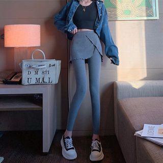 Cropped Frill Trim Inset Skirt Leggings