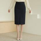 Zip-back Slit-front H-line Skirt