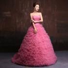 Strapless Ruffled Ball Gown With Train