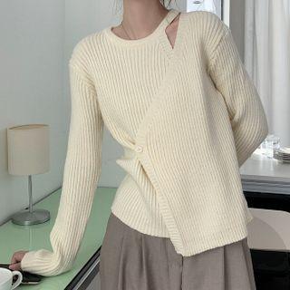 Side Trim Button Mock Two-piece Knit Top