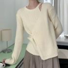 Side Trim Button Mock Two-piece Knit Top