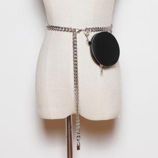Genuine Leather Round Chained Belt Bag