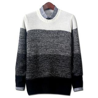 Round-neck Color-block Waffle Sweater