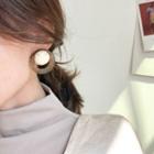 925 Sterling Sliver Beaded Hoop Stud Earring Silver - One Size