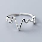 925 Sterling Silver Heartbeat Ring Open Ring - 925 Sterling Silver - One Size